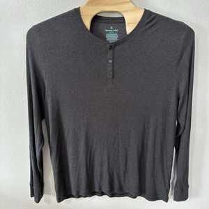 Tommy John Henley Shirt Charcoal Gray‎ Long Sleeve Lightweight Lounge Size 2XL